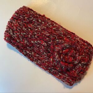 D&Y FASHION WINTER WARM Red KNITTED HEAD WRAP  3D FLOWER HEADBAND